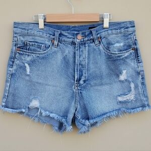 Blank NYC High-Rise Distressed Denim Shorts - Button Fly - Size 30